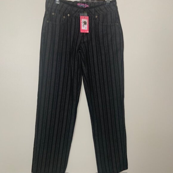 NWT Edikted Viral Y2K Aesthetic Lace Trim Striped Low Rise Baggy Jeans XS - Picture 7 of 9